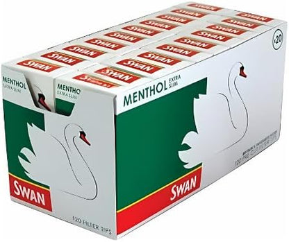 Swan Menthol Extra Slim Pre Cut Filter Tips - 1 Box of 20 Packets by Trendz