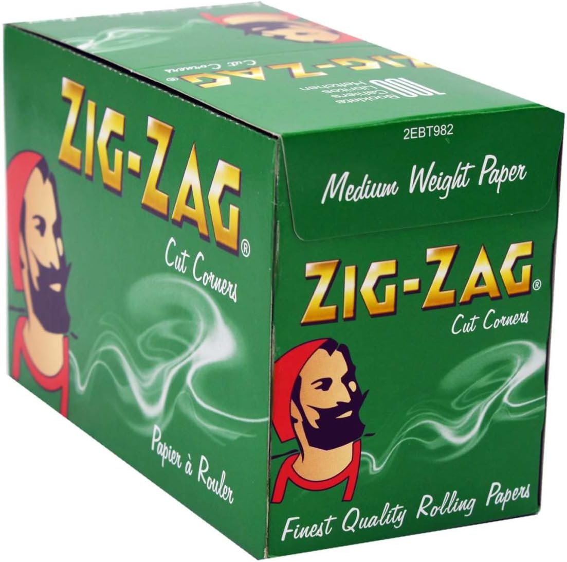 Roll over image to zoom in Zig Zag Green Box of 100 Rolling Paper