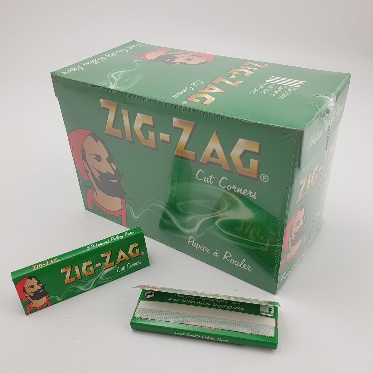 Roll over image to zoom in Zig Zag Green Box of 100 Rolling Paper