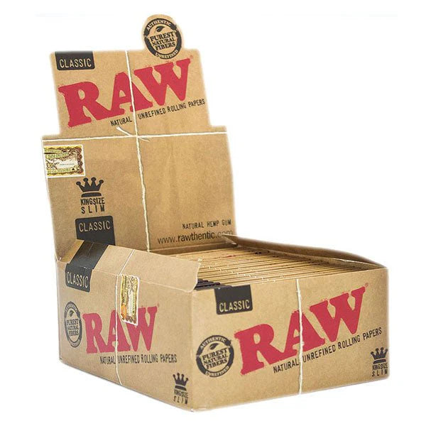 Raw Classic King Size Slim Natural Unrefined Rolling Papers - (Pack of 50)